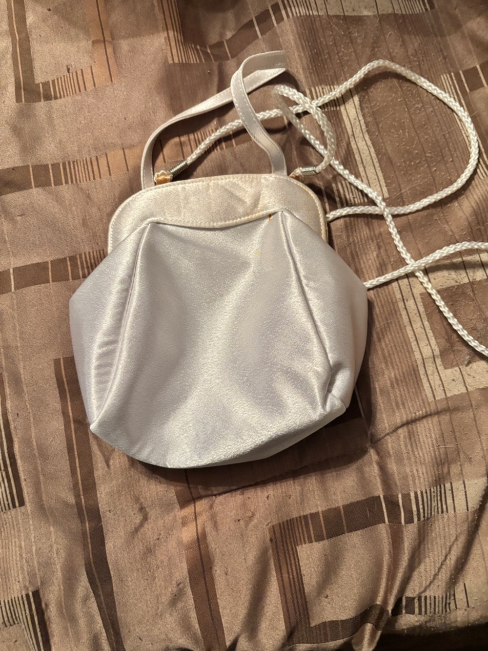 Women's Silver Evening Crossbody Bag - Elegant Satin Finish